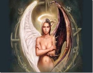 Meio anjo, meio demônio.